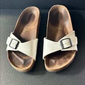 Birkenstock White Buckle Sandals